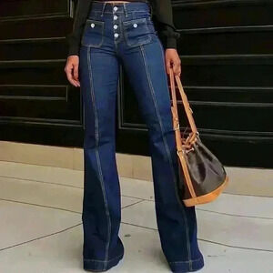 Dark Wash Casual Women's Mom Fit Jeans